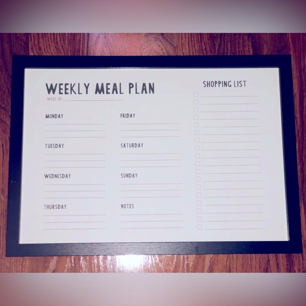 Weekly Meal Plan Dry Erase Board